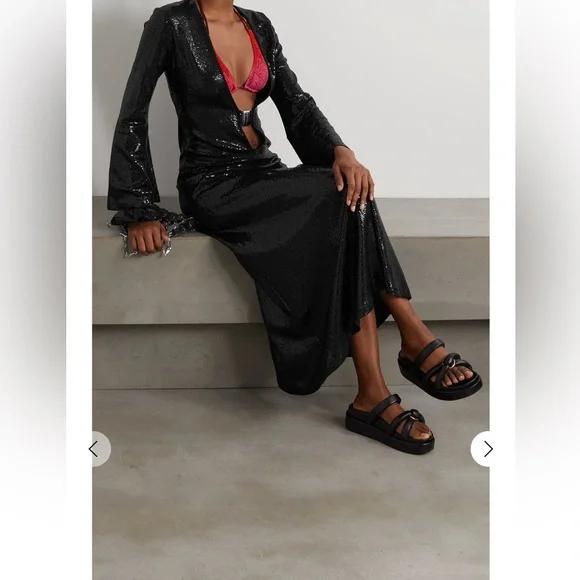 DODO BAR OR Nina embellished cutout stretch-jersey maxi dress black metallic 10